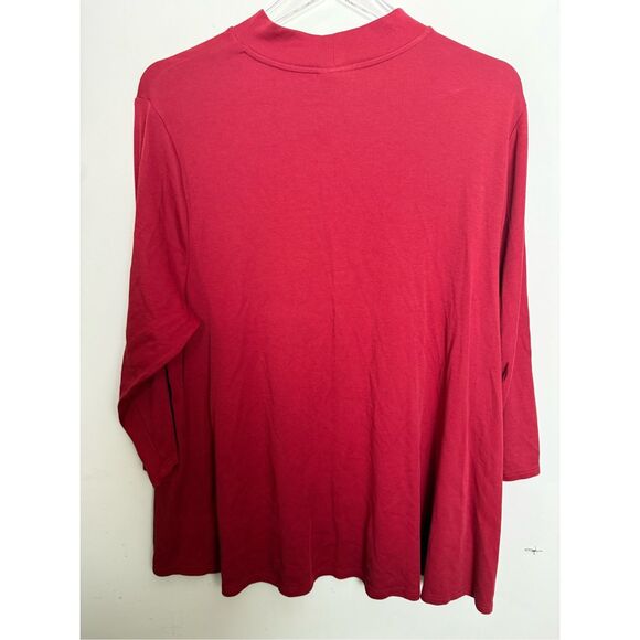 J. Jill Women's Pullover Knit Top Red Long Sleeve Mock Neck 2X Casual Solid Comf - Picture 3 of 4